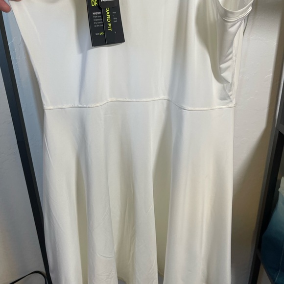 Nike White Sleeveless Midi Athletic Dress with Black Swoosh - Picture 5 of 7